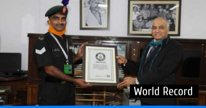 Army soldier Shambhu Kumar makes world record in conch shell