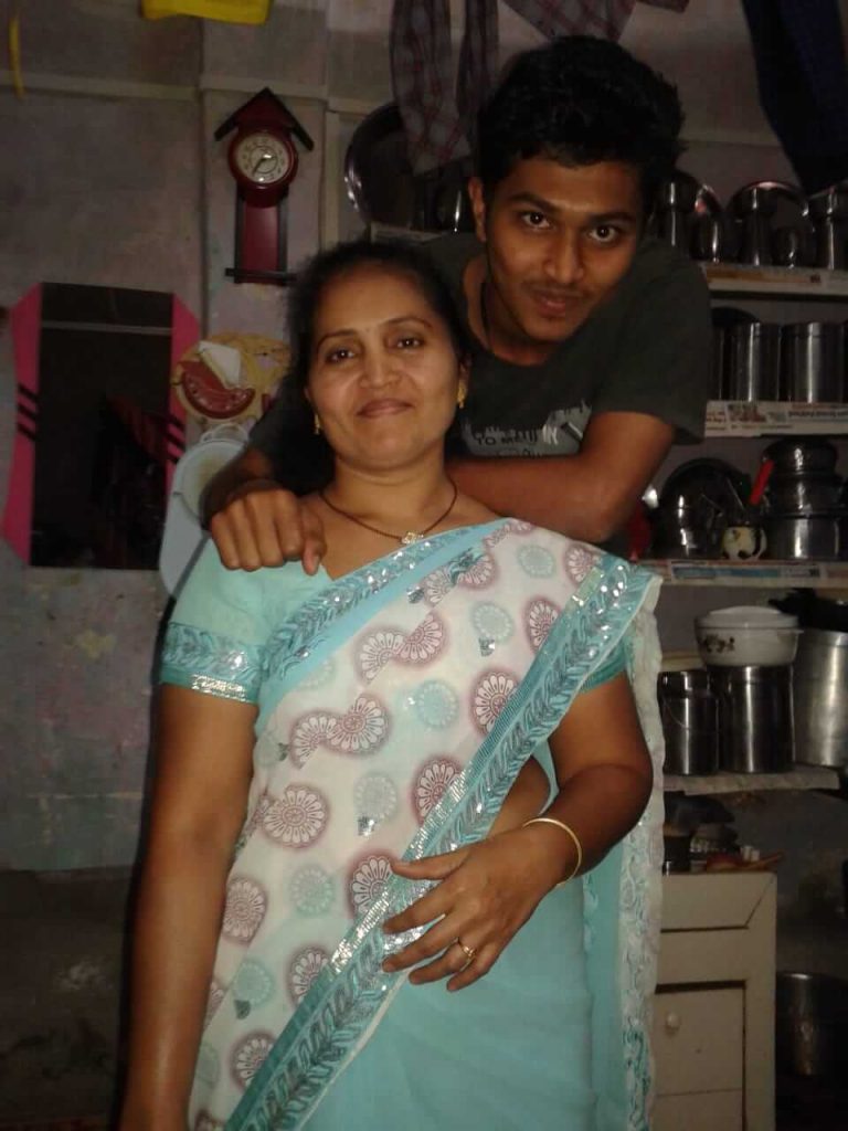 Rahul ghodke with his mother