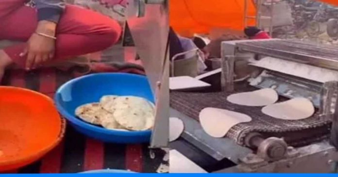 Roti making machine installed for farmers protest