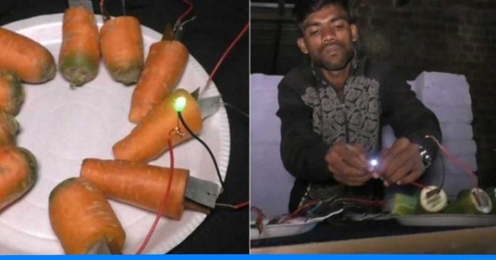Robin Sahani finds way to generate electricity by vegetables charges mobile