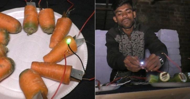 Robin Sahani finds way to generate electricity by vegetables charges mobile