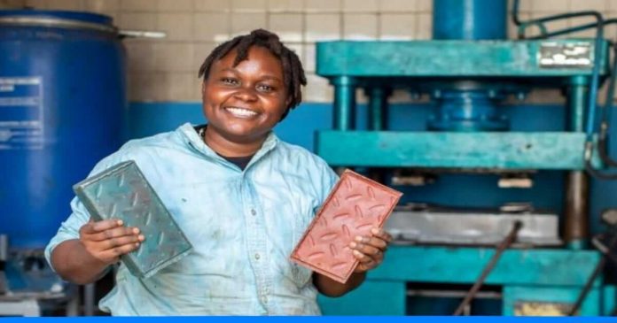 Nzambi matee invented bricks with recycled plastic