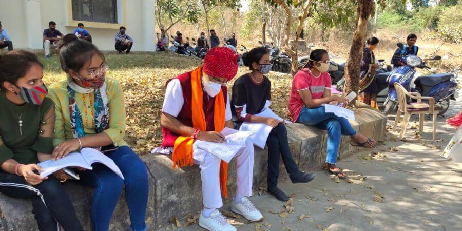 Mla phool Singh meena sits in graduation exam 