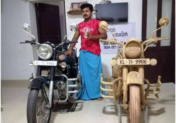 Boy from Kerala makes a bullet bike from woods