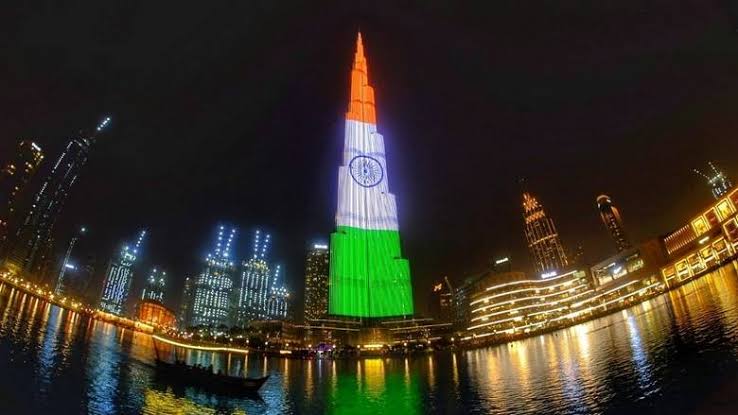 Burj Khalifa lights up in tricolor