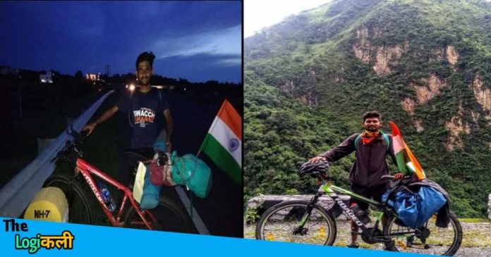 For making people aware about plantation Sharavan Kumar is Cycling