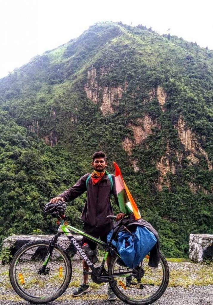 For making people aware about plantation Sharavan Kumar is Cycling