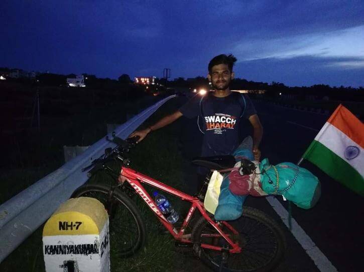 For making people aware about plantation Sharavan Kumar is Cycling