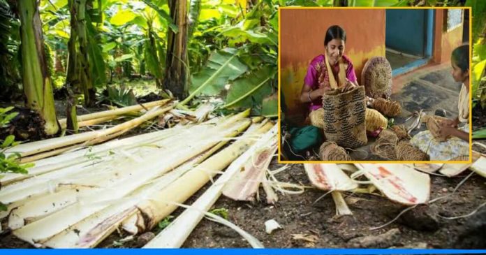 Ravi prasad makes product of banana fiber