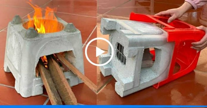 creative firewood stove from plastic chair