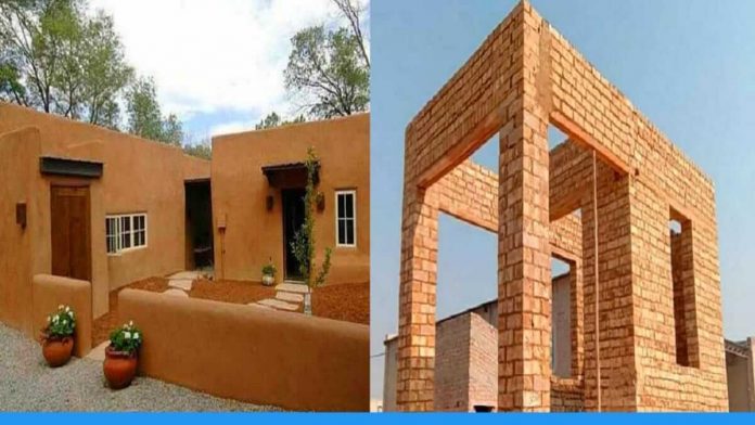 Air conditioned house by eco-friendly cow dung bricks and plaster