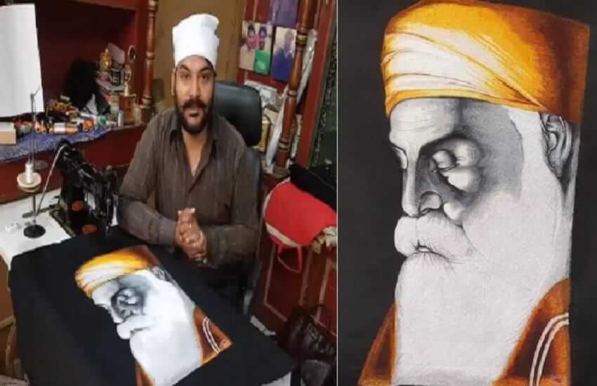 Arun Bajaj is known as needle man as he make paintings with the help of sewing machine