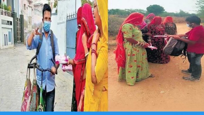 Mahendra Rathod from Rajasthan is giving free sanitary napkins to women