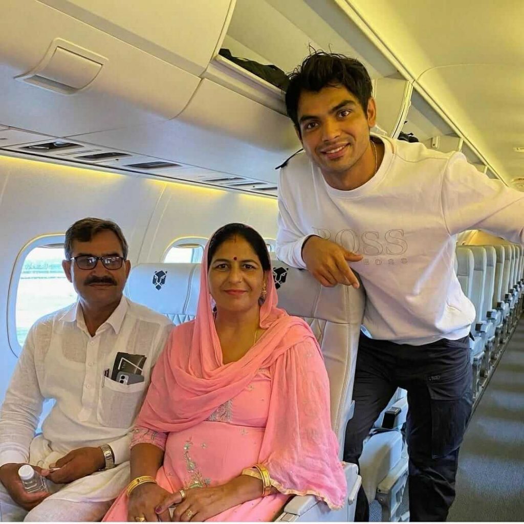 Neeraj chopra taking parents on flight