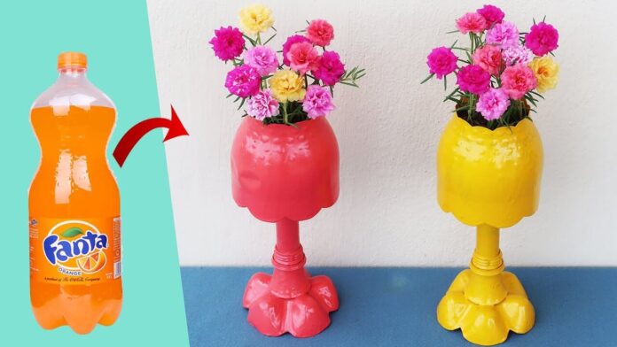 Recycle plastic bottles to make beautiful pots