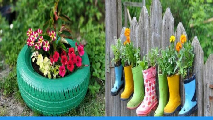 Garden Decoration Ideas from unused items