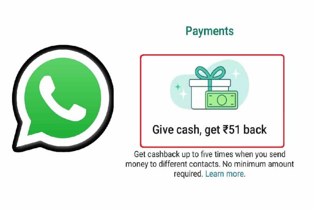 WhatsApp cashback offer on Upi payment