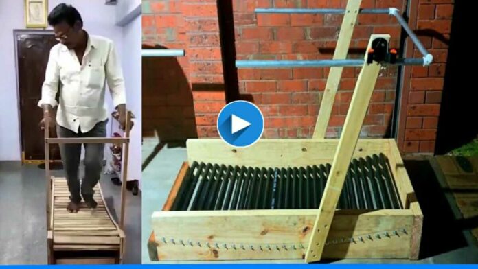 Telangana man amazing wooden thread mill runs without electricity