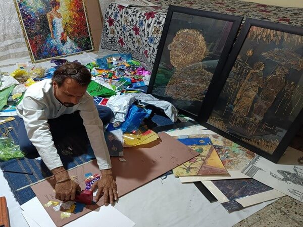 Artist Sunil Vyas makes Scrap Art Out of Waste in Indore.