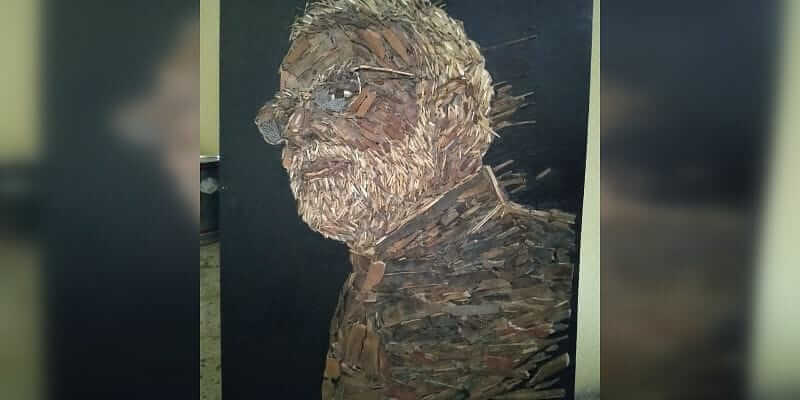  PM modi pictures is made from Scrap Art by artist sunil vyas 