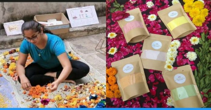 Maitri making shops perfume from temple waste flowers