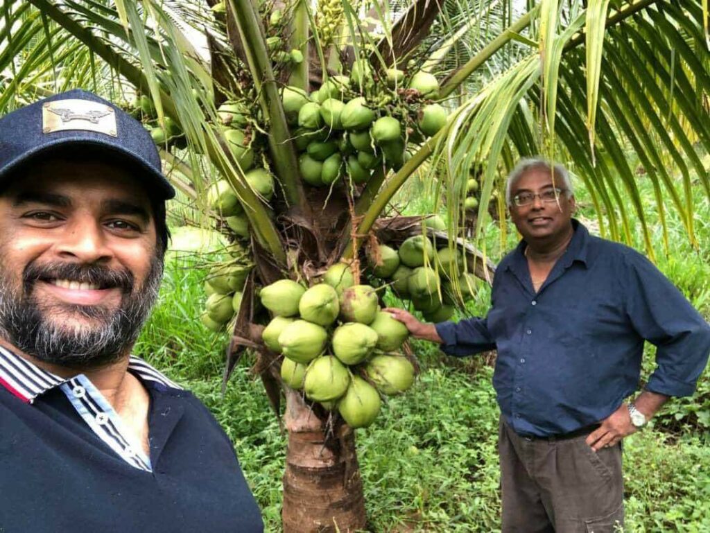 R Madhwan doing coconut farming on barren land