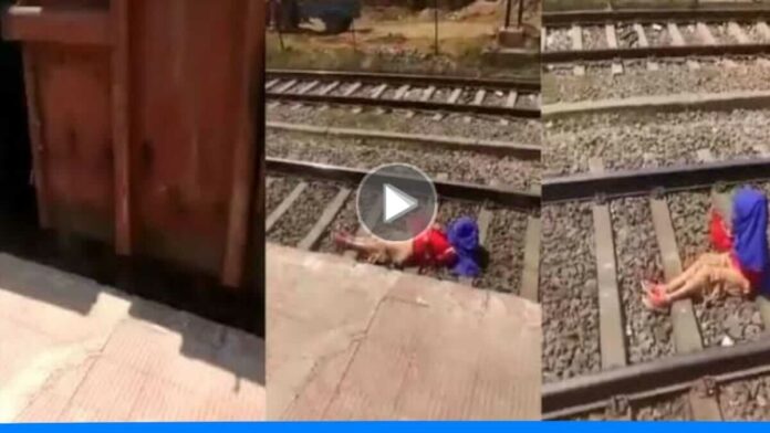 Train ran over girl but she kept talking over phone viral video