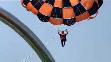 Successful trial of Parasailing in first water Adventure sports in amawaman west champaran bihar
