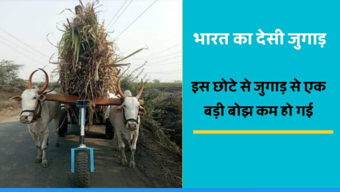 Wheel Installed In front Of Bullock Cart