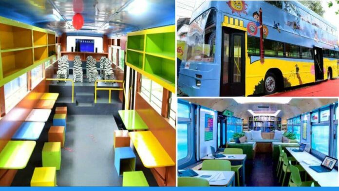 Double Decker Bus Converted into Classroom with Modern Facilities in Kerala