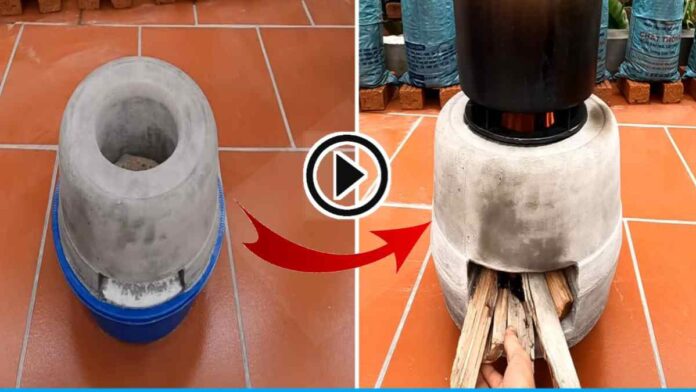 Make a stove with the help of plastic and cement