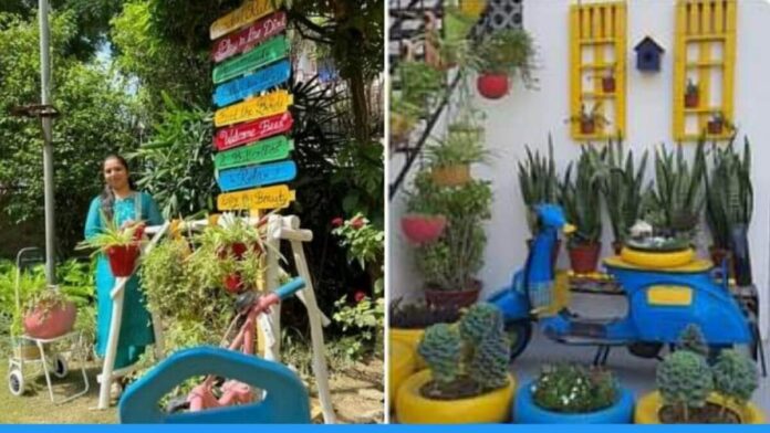 Ruchi goyal decorated home garden with old things