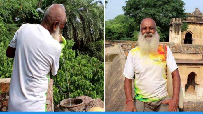 story of Bird man jawaharlal who feeds bird in archeological park delhi