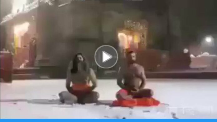 Viral video of two sadhus doing meditation in Kedarnath amid heavy snowfall