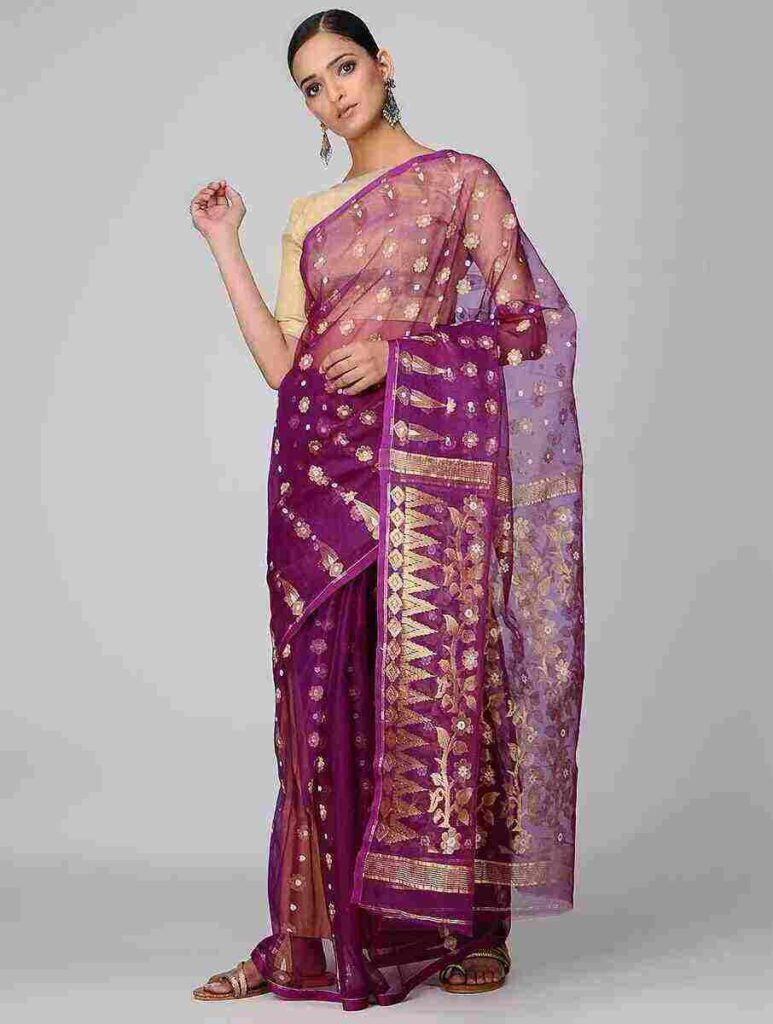 Dhakai Muslin Jamdani Saree most expensive sarees of india 