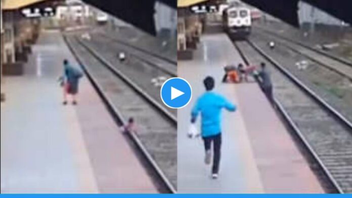 Viral video of Mayur Shelke saving child life from railway track