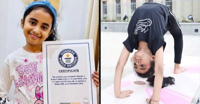 Praanvi Gupta won the title of World's Youngest Yoga Instructor