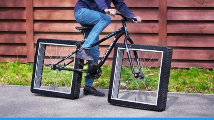 Engineer made square wheeled bicycle