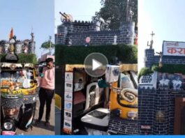Viral video of auto driver modified auto with Shivaji Raigarh fort