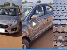 Viral video of boy cover his car with one and two rupee coins