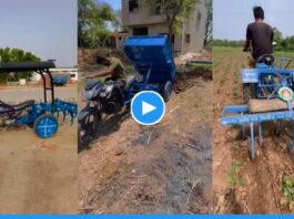 A man convert Bike into mini tractor with Jugaad Technology